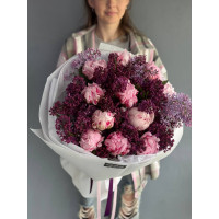 Bouquet of lilac and pink peonies №1590