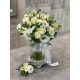 Wedding bouquet of white roses Athena, bush roses, freesia, eustoma №15801