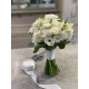 A bridal wedding bouquet of cream mini-callas (zantedexia), white freesia, eustoma, and spray roses, No. 19120