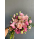 A wedding bouquet of pink zantedexia, eustoma, roses, and fluffy lagurus (No. 19119)