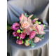 A wedding bouquet of pink zantedexia, eustoma, roses, and fluffy lagurus (No. 19119)